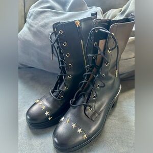 Michael Kors Cody Combat Boot black gold stars size 9:5. New without box